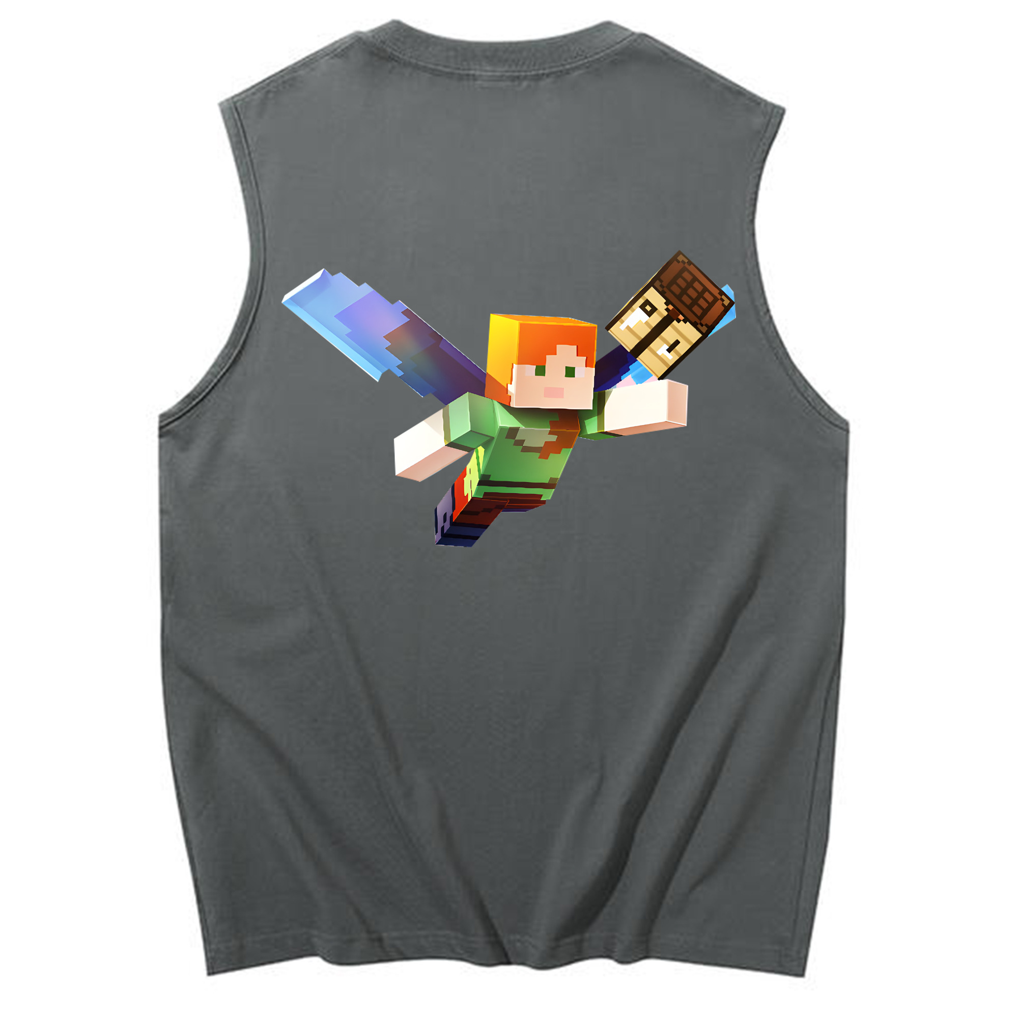 （画像用） マインクラフト ブロックの世界 Minecraft MC Block world コットン100％タンクトップ（背面プリント）